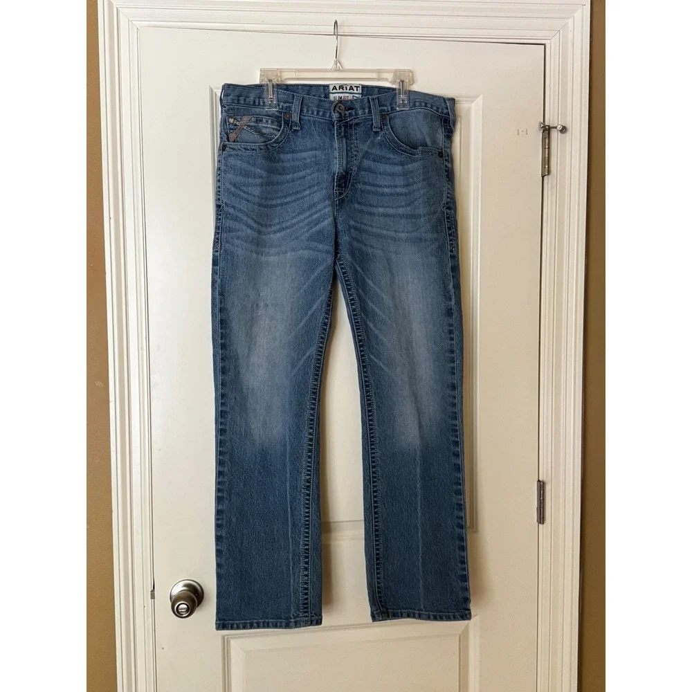 Ariat M7 Slim Fit Straight Leg Jeans Mens 38x32 Medium Wash Denim Blue Pants